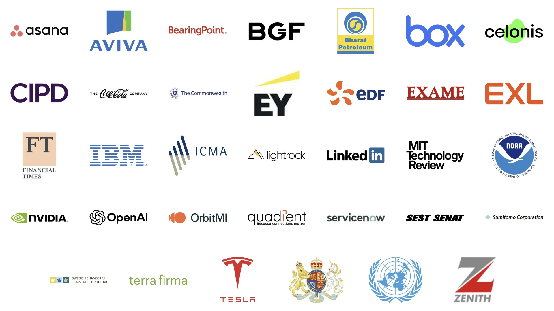Logos of companies and institutions Danilo McGarry has worked with
